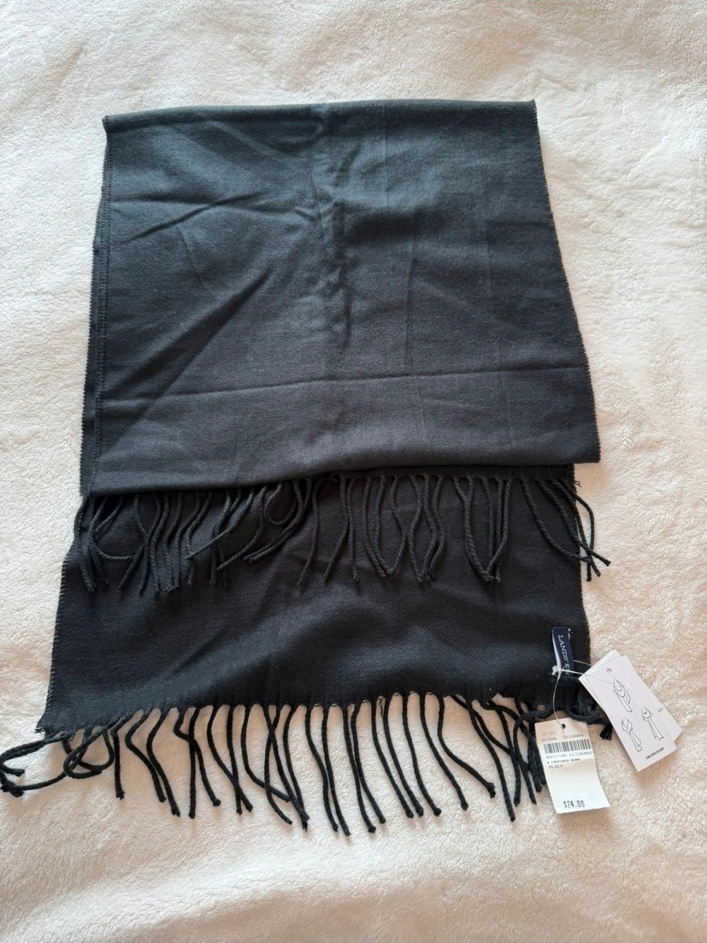 Lands' End Black Fringe Scarf